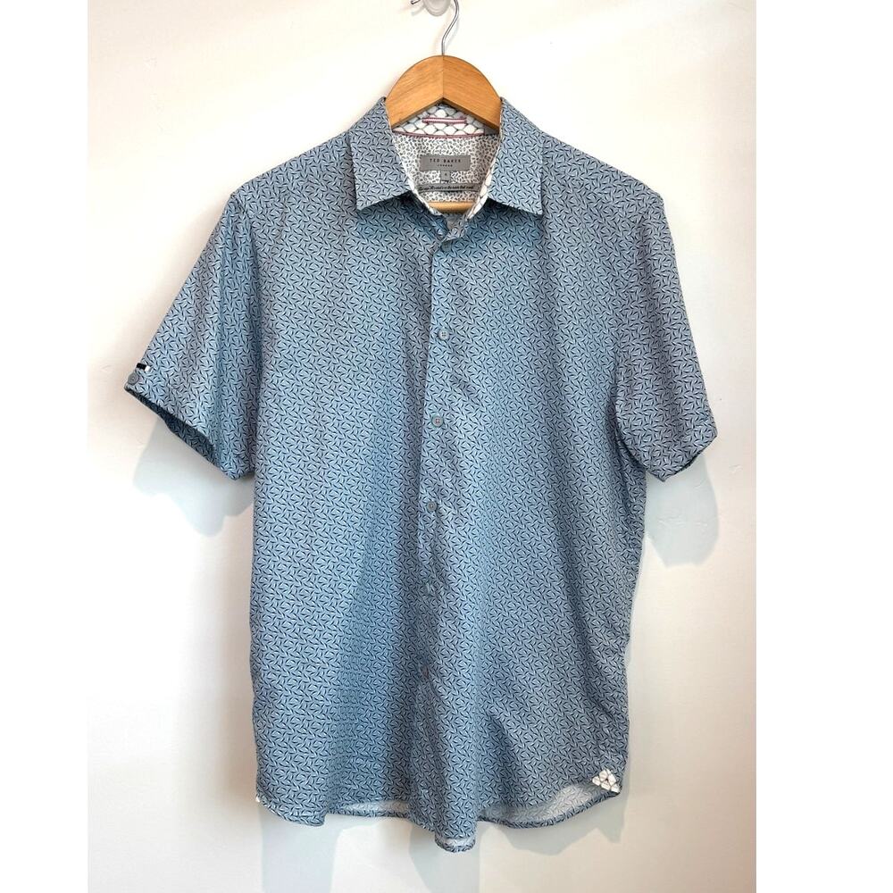 Ted Baker Men’s Short Sleeve Button Down Shirt Size 4 (Medium)